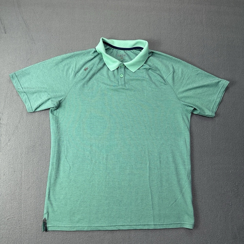 Rhone Polo Shirt Mens Large Teal Delta Pique Golf Performance Shirt Sleeve